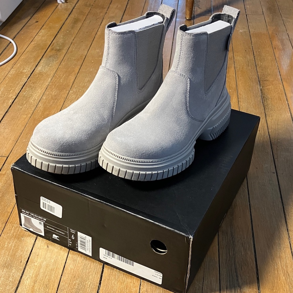 Sorel Ona Ave Gray Suede Chelsea Boots